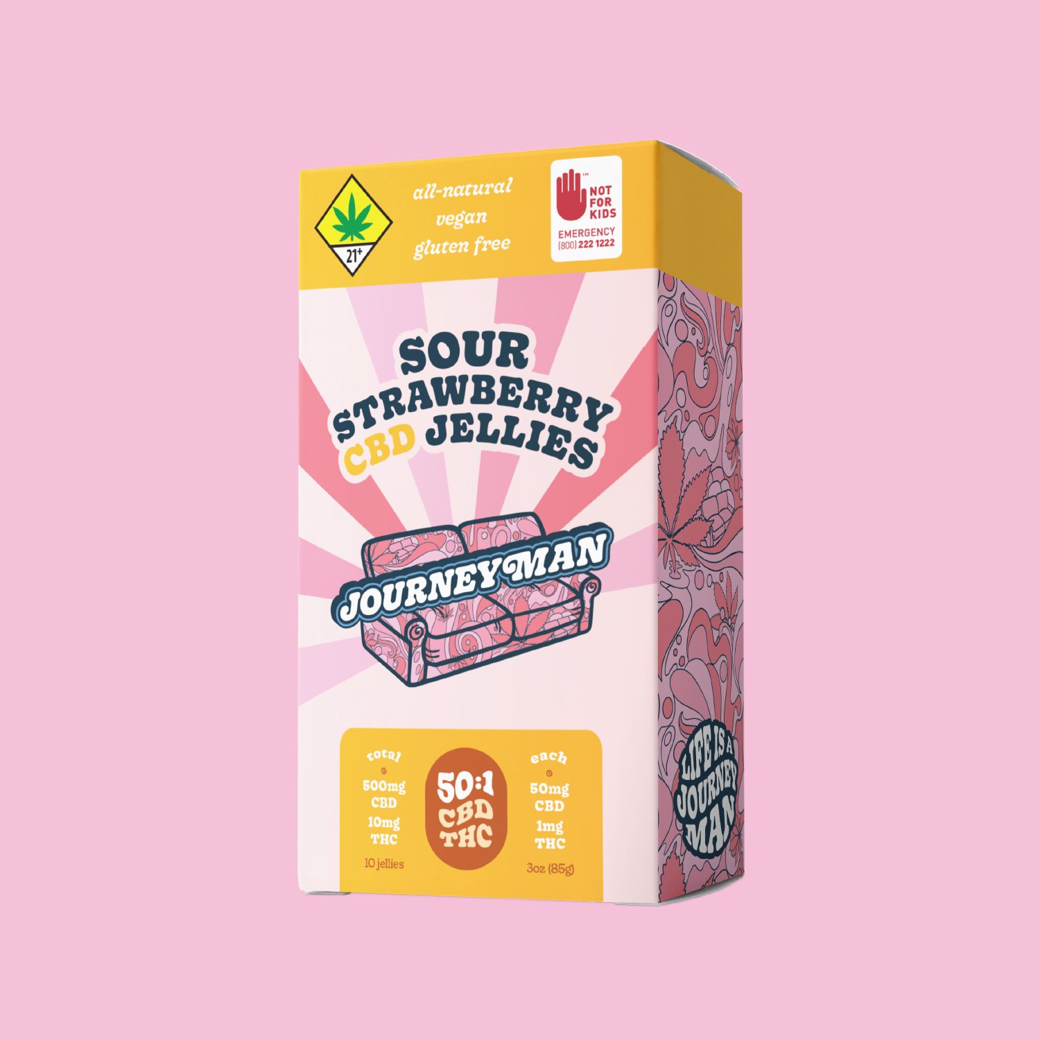 Photograph of product: BS 10pk Journeyman 50:1 Sour Strawberry CBD Jellies