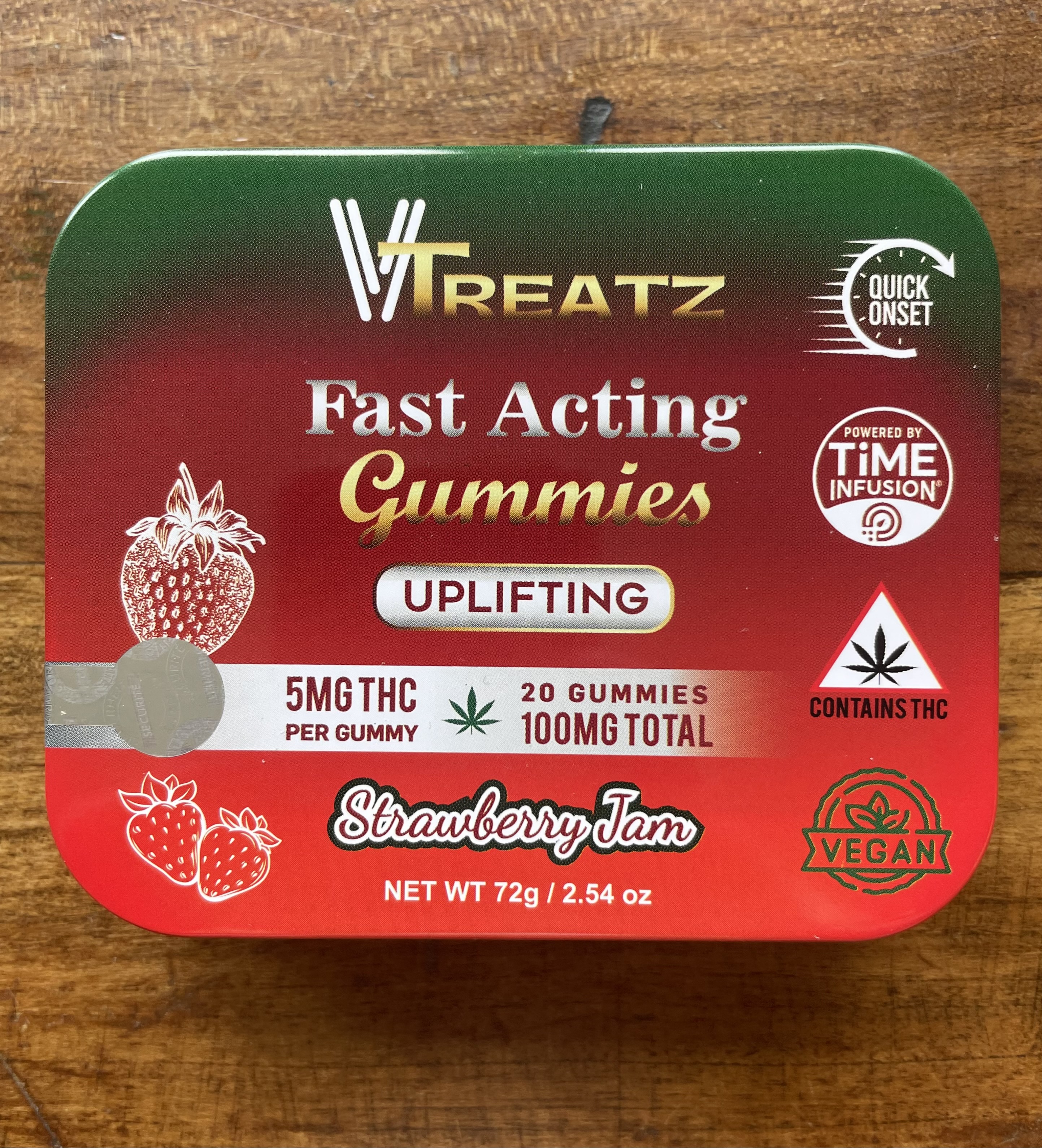 Photograph of Product: VTreatz |  Strawberry Jam Fast Acting Gummies  | Edibles | 5mg THC x 20