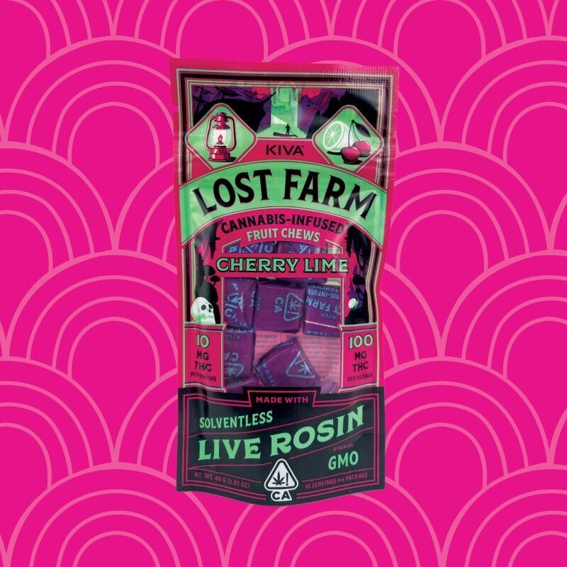 Photograph of product: Lost Farm Cherry Lime Live Rosin Chews 100mg