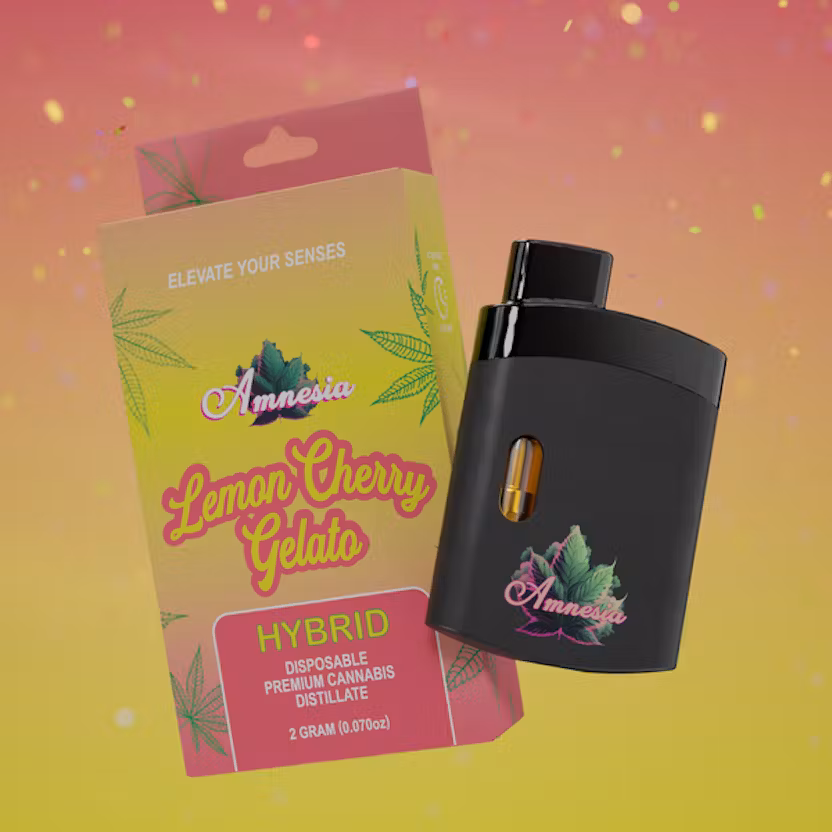 Photograph of product: Amnesia - Disposable Vape - (2g) - Hybrid - **LEMON CHERRY GELATO** (4/$60)