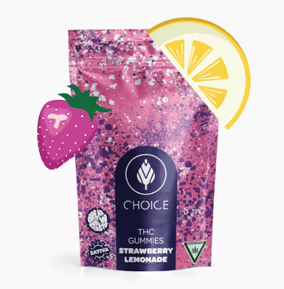 Photograph of product: Choice Chews - Strawberry Lemonade - Gummies - 100mg - Oui'd