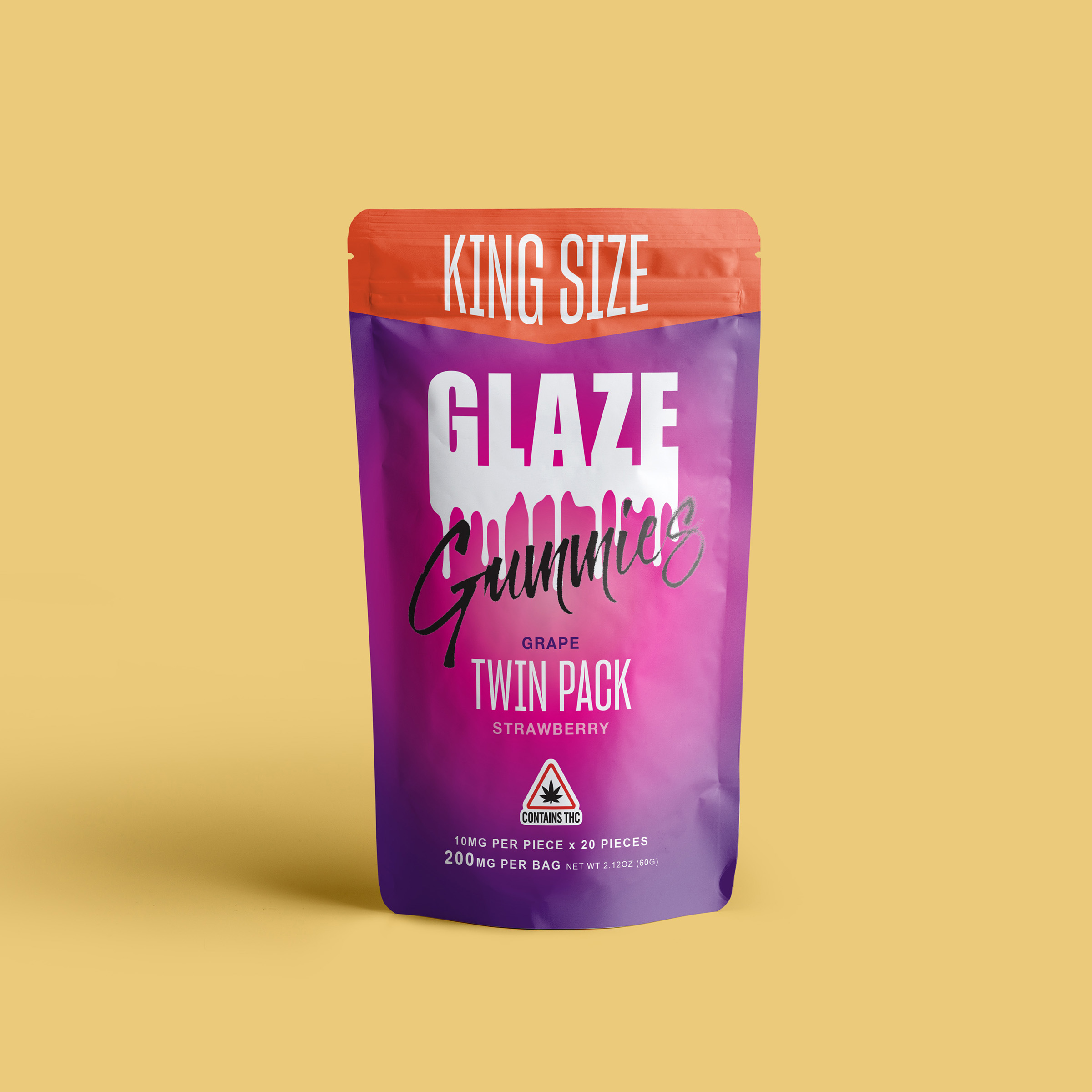 Photograph of product: Glaze - Grape Strawberry Twin Pack Gummies 200MG