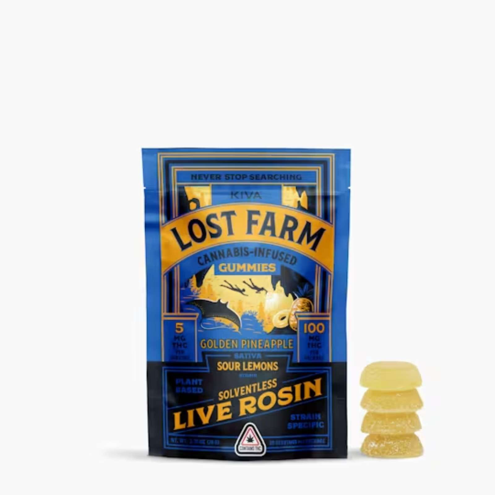 Photograph of product: Lost Farm Golden Pineapple Live Rosin Gummies 200mg Rec