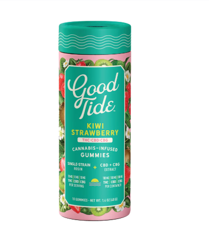 Photograph of product: Good Tide - Rosin Gummies - Kiwi Strawberry 1:1:1 TH-oui:CBD:CBG  - 10ct (100mg)