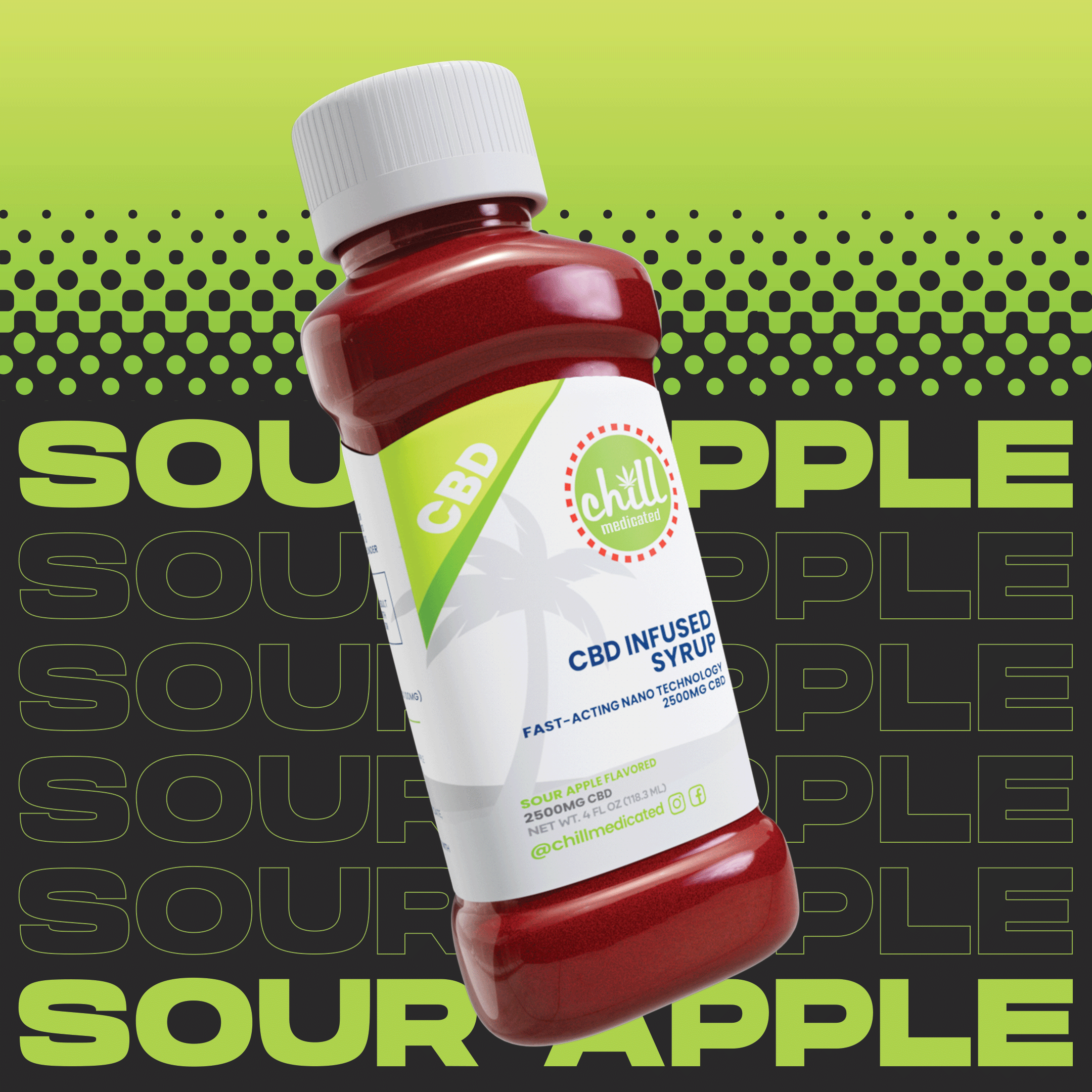 Photograph of product: Chill Medicated | CBD Syrup - Sour Apple - 2500mg