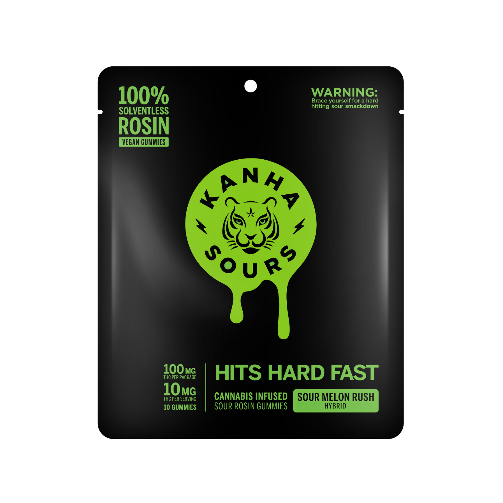 Photograph of product: 100mg 10pk Rosin Gummies | Sour Melon Rush | Kanha