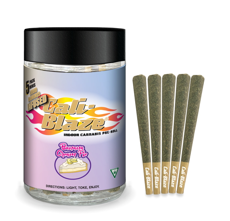 Photograph of product: Cali-Blaze - 5-Pack Infused Prerolls - Banana Cream Pie