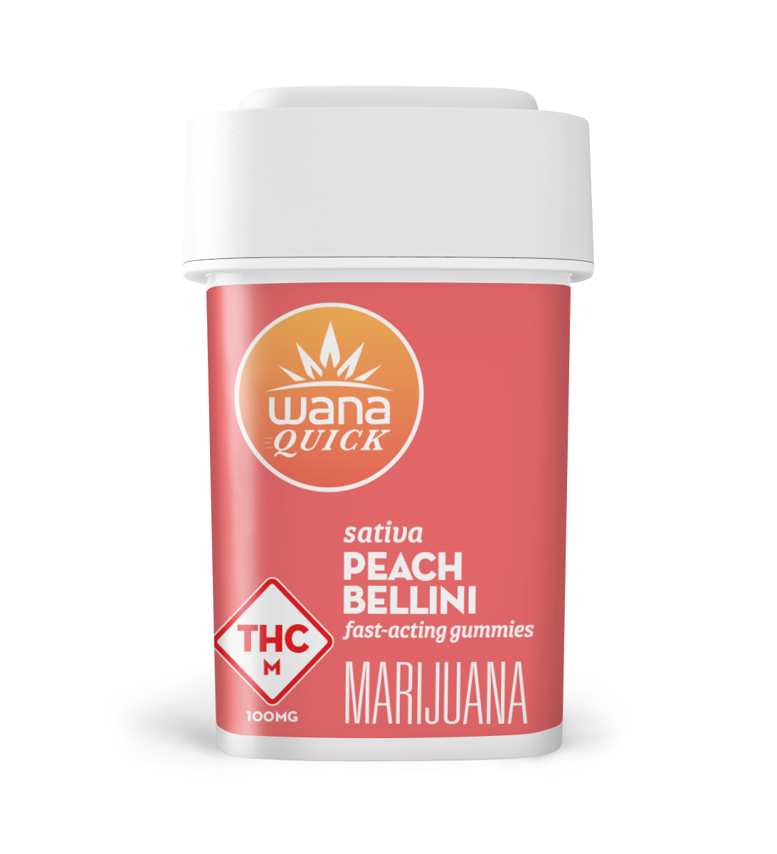 Photograph of product: Wana: Quick Gummies | Peach Bellini | Sativa | 110mg | 10pk