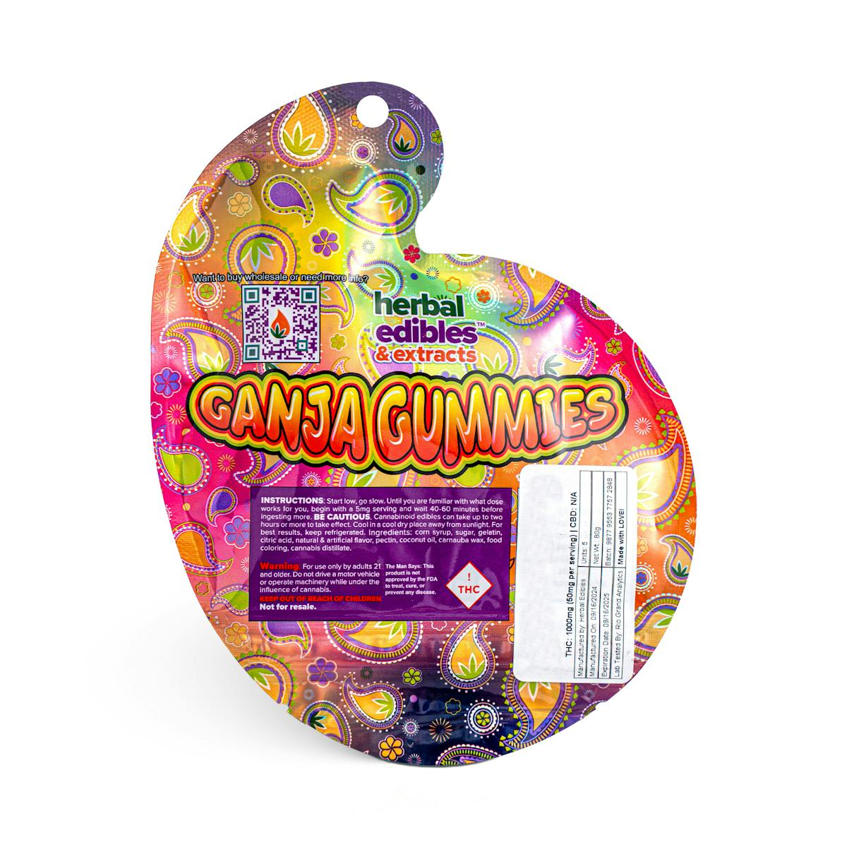 Photograph of product: Ganja Gummies - 100mg - Znapple Jack