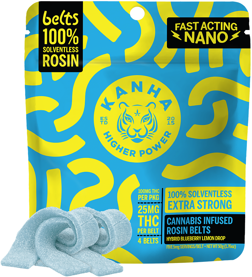 Photograph of product: 5mg Hybrid Rosin Gummy Belts - Blueberry Lemon Drop - 20ct