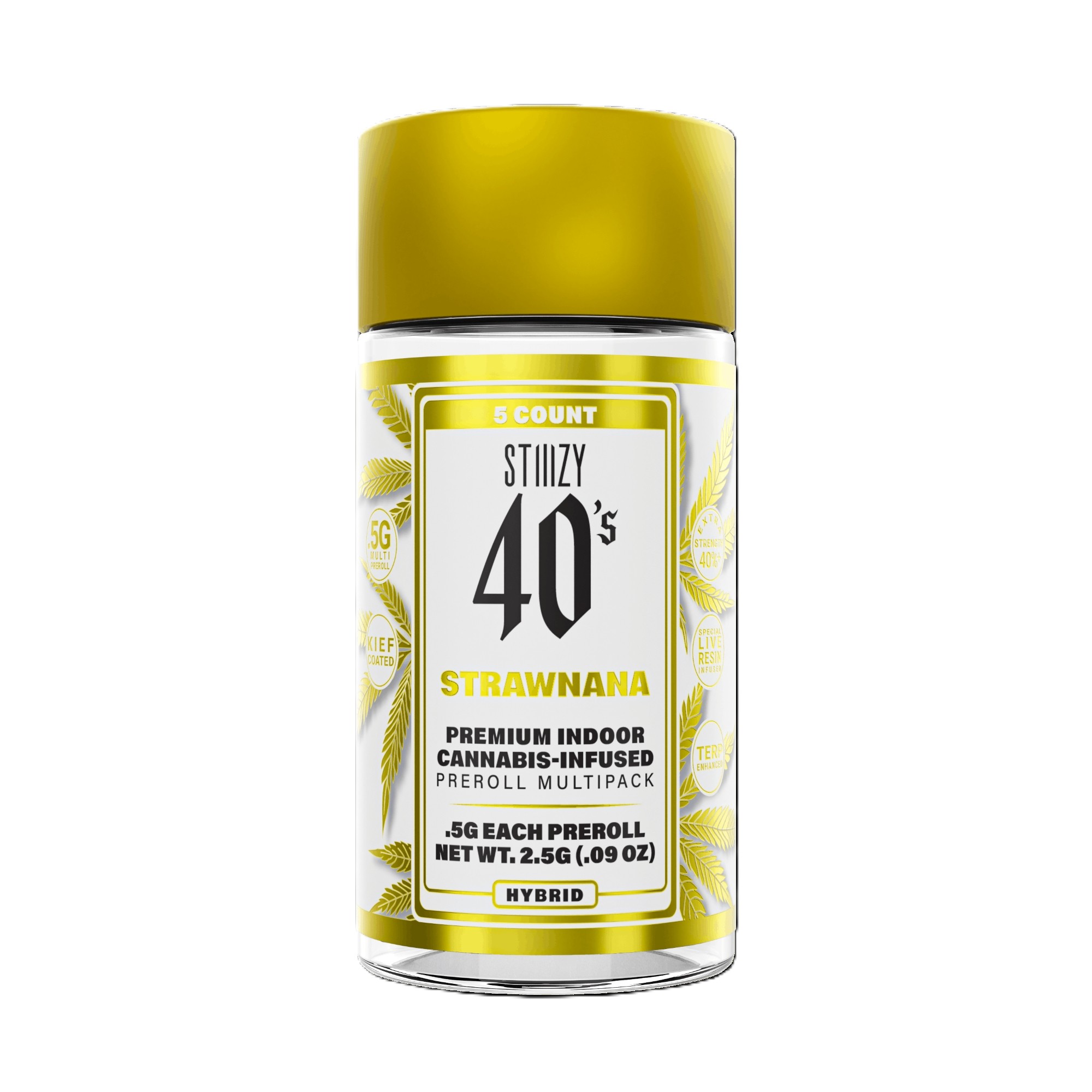 Photograph of product: STRAWNANA 2.5G INFUSED 5 PACK PREROLLS