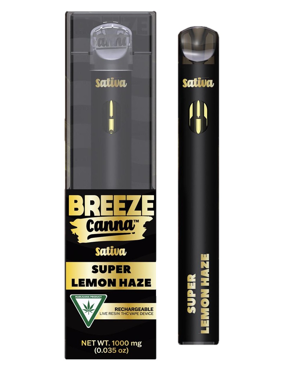 Photograph of product: Breeze Canna Super Lemon Haze Live Resin Rechargeable Vape Rec