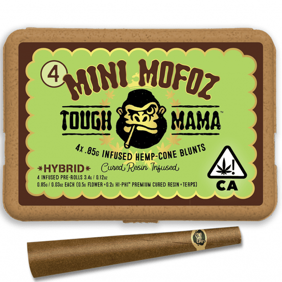 Photograph of product: D. Tough Mama MiniMofoz 4pk x .85g Cured Resin Infused Hemp Blunts - Wedding Pie (H) - 