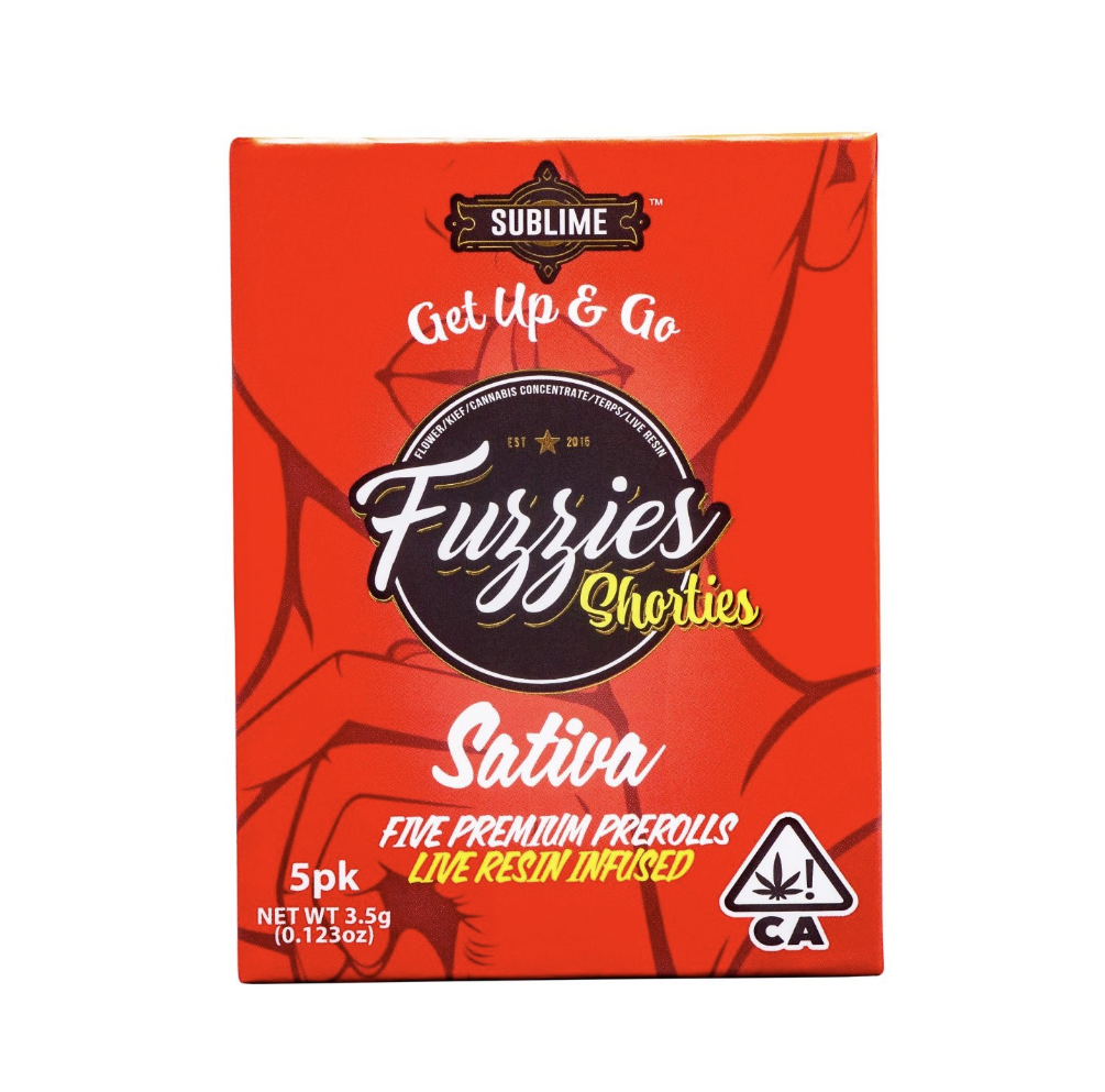 Photograph of product: Sour Diesel (S) Shorties Live Resin INFUSED PREROLLS 5pk - Fuzzies