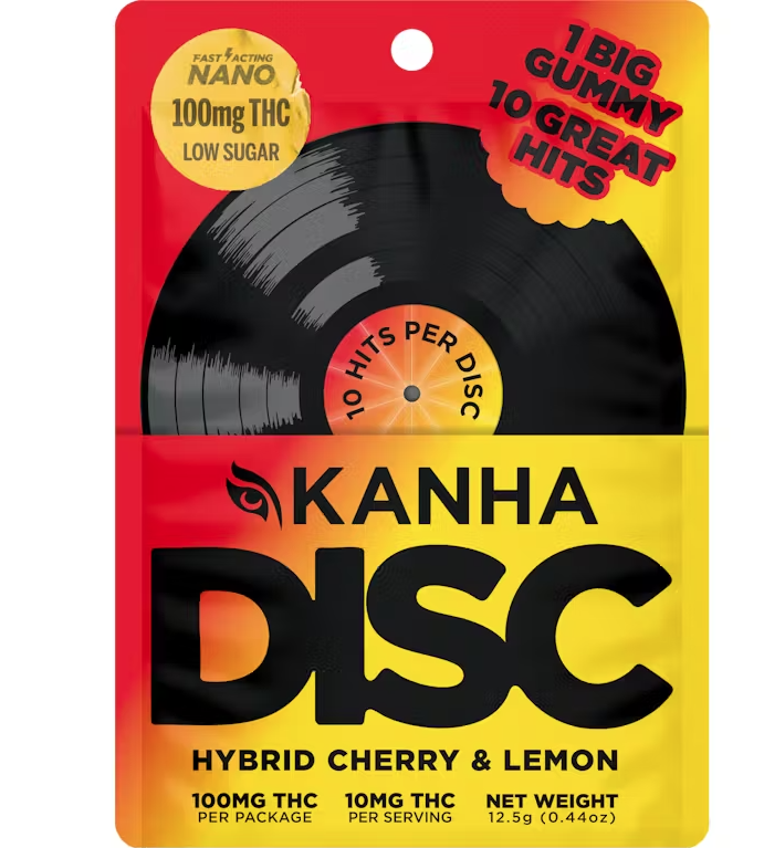 Photograph of product: Cherry + Lemon Gummy Disc 100mg