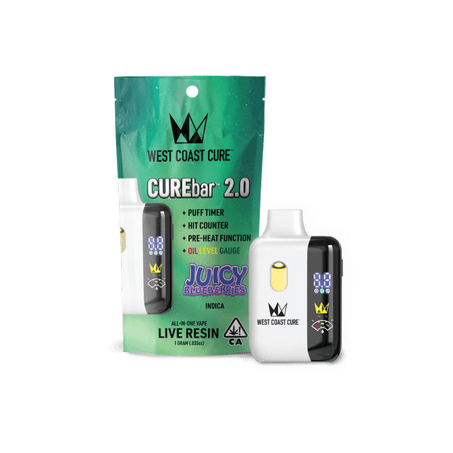 Photograph of product: 1G Juicy Blueberries Live Resin CUREbar 2.0 AIO - 