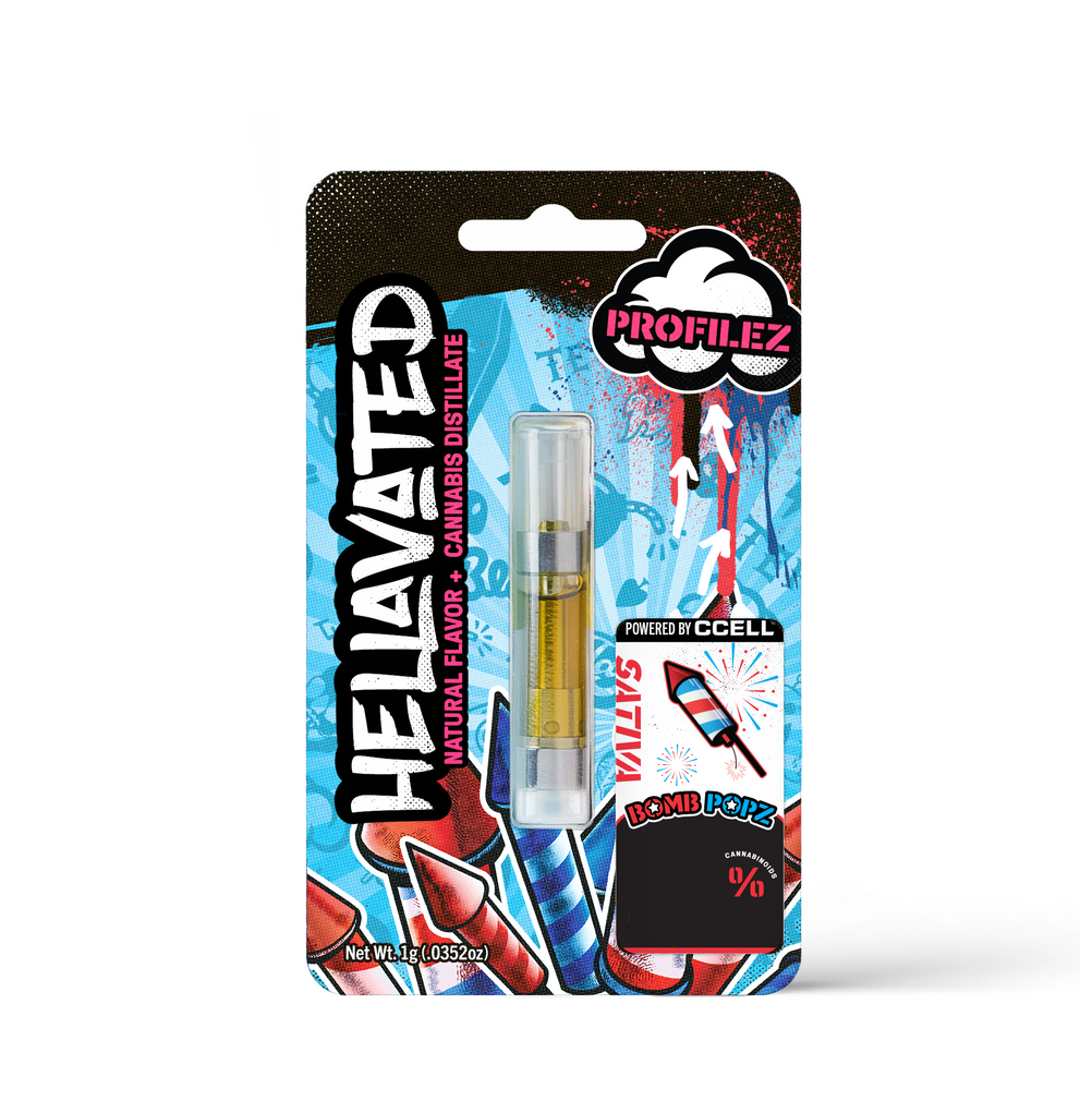 Photograph of product: Hellavated Profilez 1g Cart | Bomb Popz