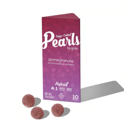 Photograph of Product: Pomegranate Pearls | 4:1 CBD:THC | 10 x 10mg
