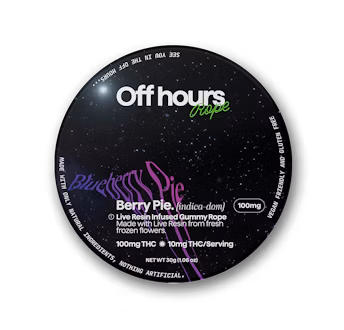 Photograph of product: Off Hours Live Resin Rope 100mg - Berry Pie (Blueberry Pie)