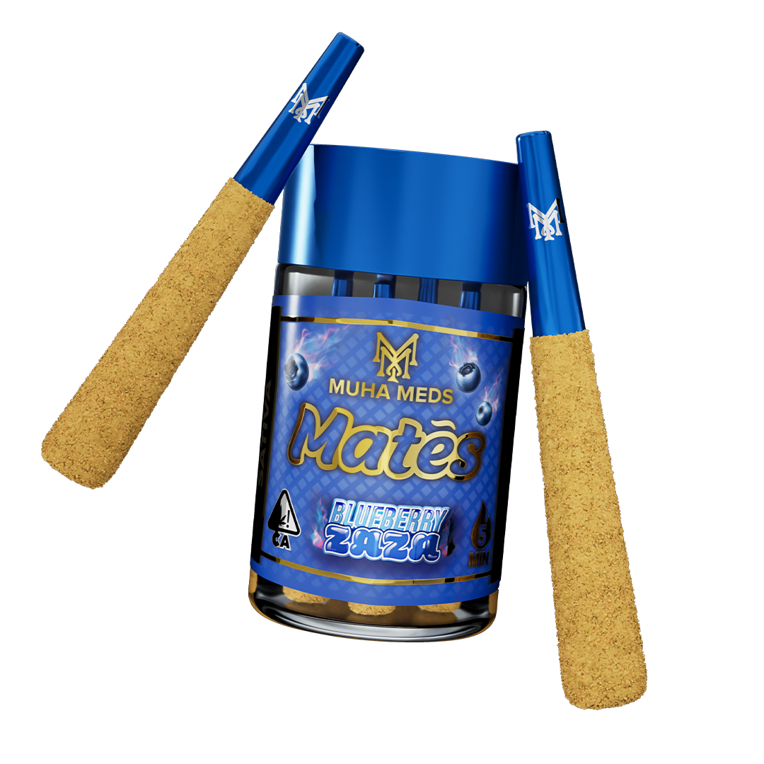 Photograph of product: Muha Meds Mates 5x0.6g Infused Pre Roll Pack | Blueberry Zaza - Oui'd