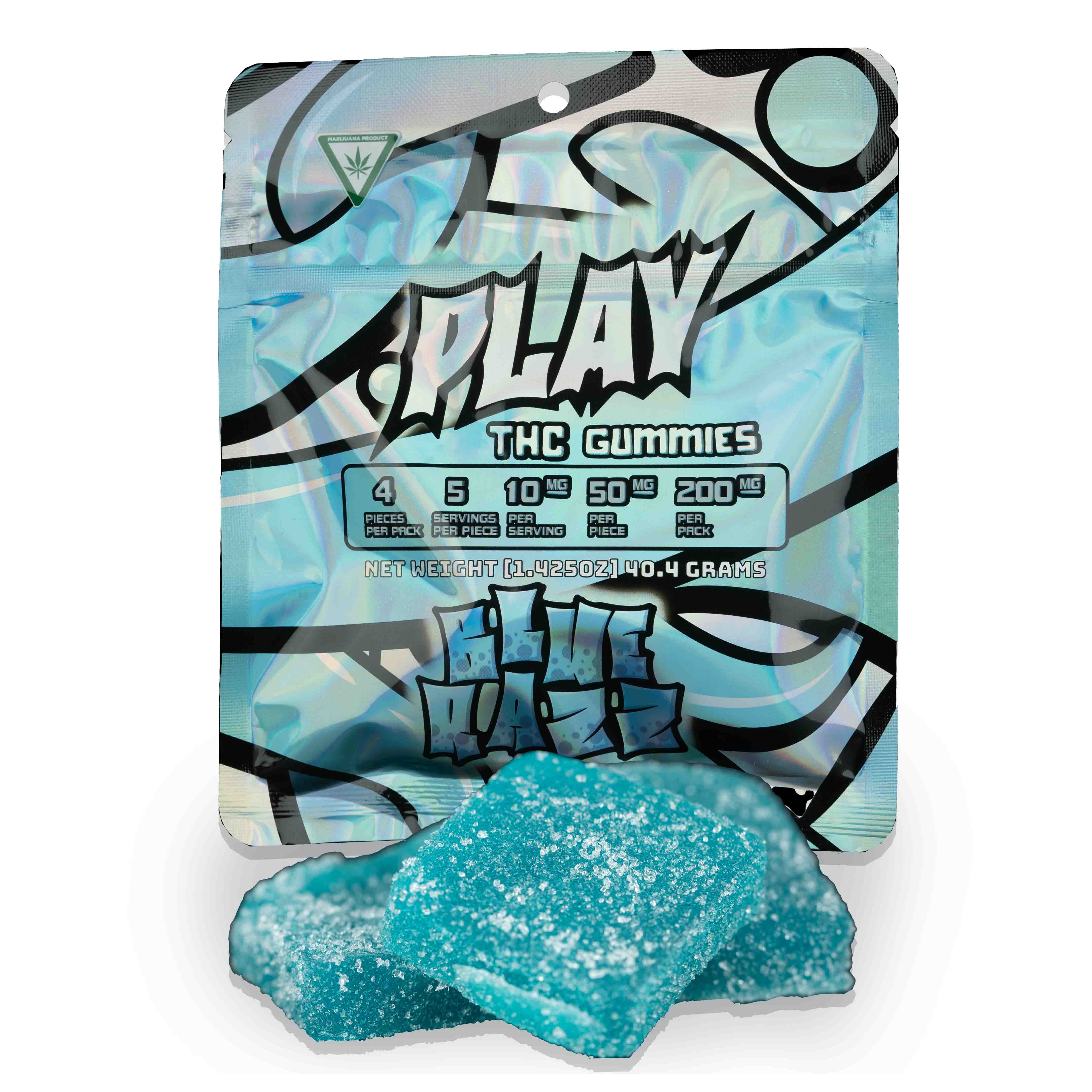 Photograph of product: Play - Blue Raspberry Gummies 4pk 200mg