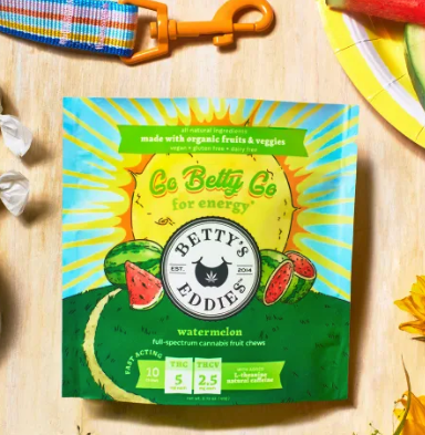 Photograph of product: Betty's Eddies 100mg 10:2.5 TH-oui:TH-ouiV Fruit Chews - Watermelon 10mg x 10