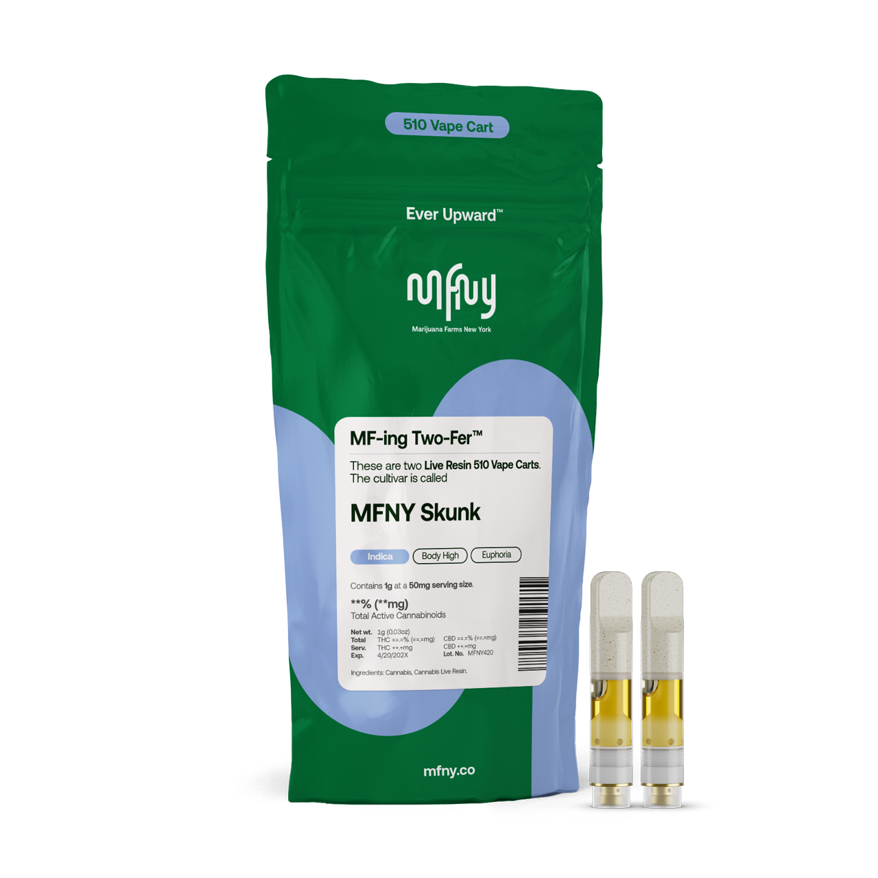 Photograph of product: MFNY Skunk Live Resin 510 Cart Two-Fer | .5g | 2pk
