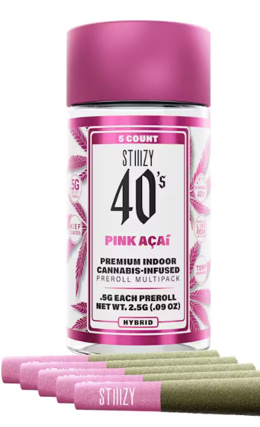 Photograph of product: Stiiizy | 2.5g Kief Coated Pre Rolls 5pk | Pink Acai
