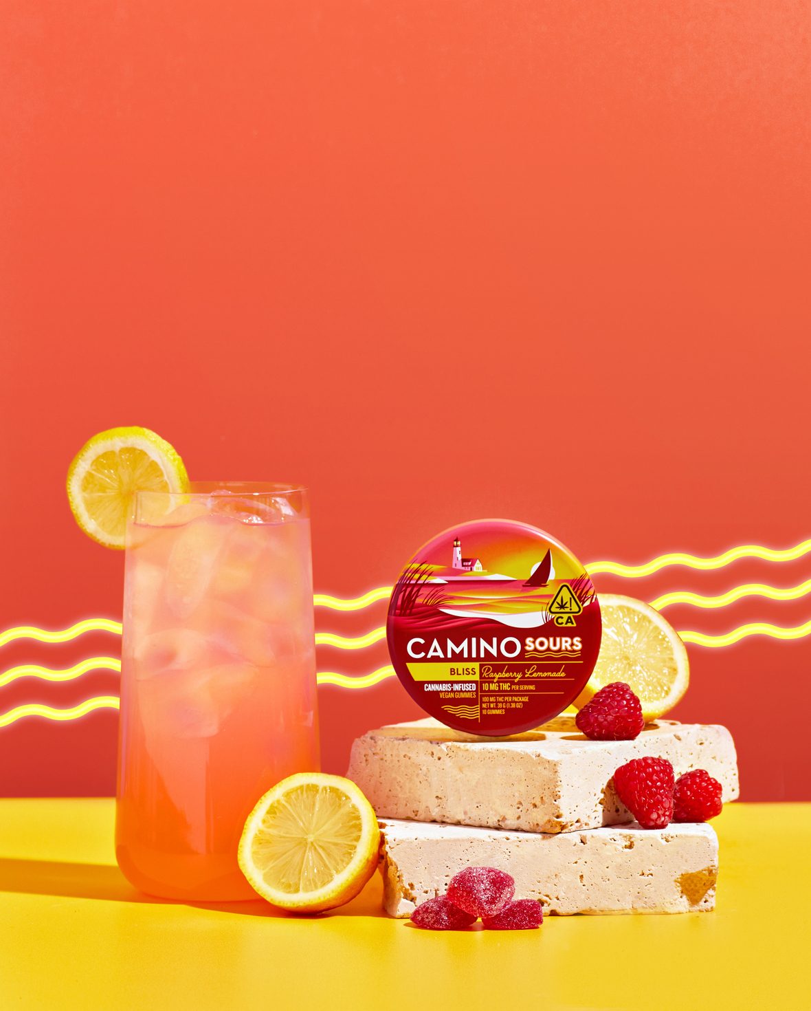 Photograph of Product: CAMINO SOURS - EDIBLE (GUMMIES) - - RASPBERRY LEMONADE