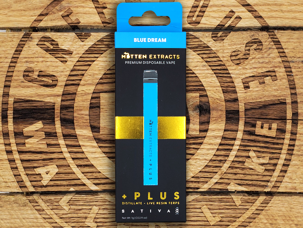 Photograph of product: Mitten Extracts | + Blue Dream | 1g AIO Cart