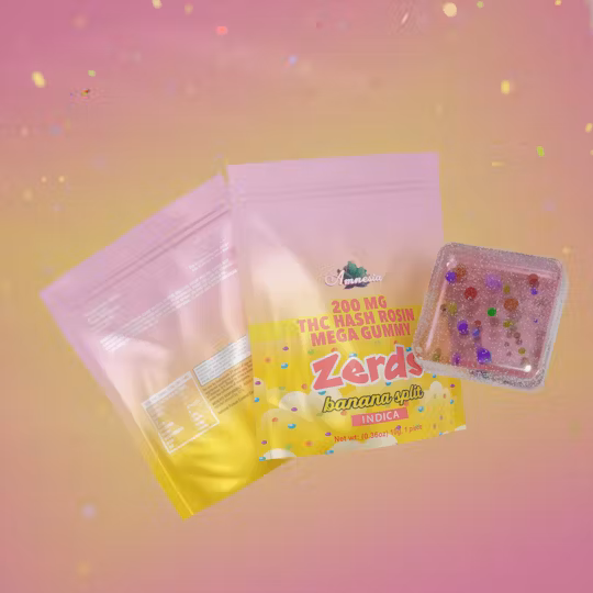 Photograph of product: AMNESIA | ZERDS BANANA SPLIT - au chocolat ROSIN GUMMIES | 1PK | Oui'd