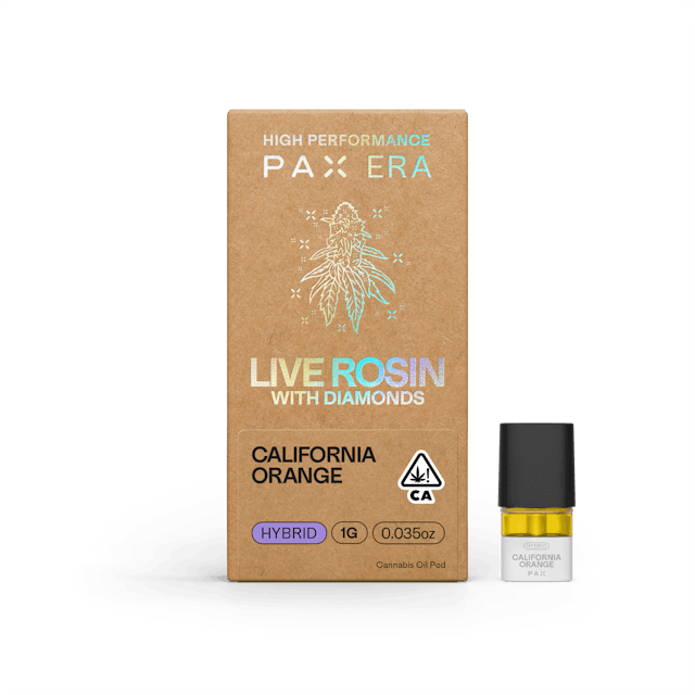 Photograph of product: PAX Pod: California Orange | Fresh Pressed Live Rosin with Diamonds Pod - 1g - 