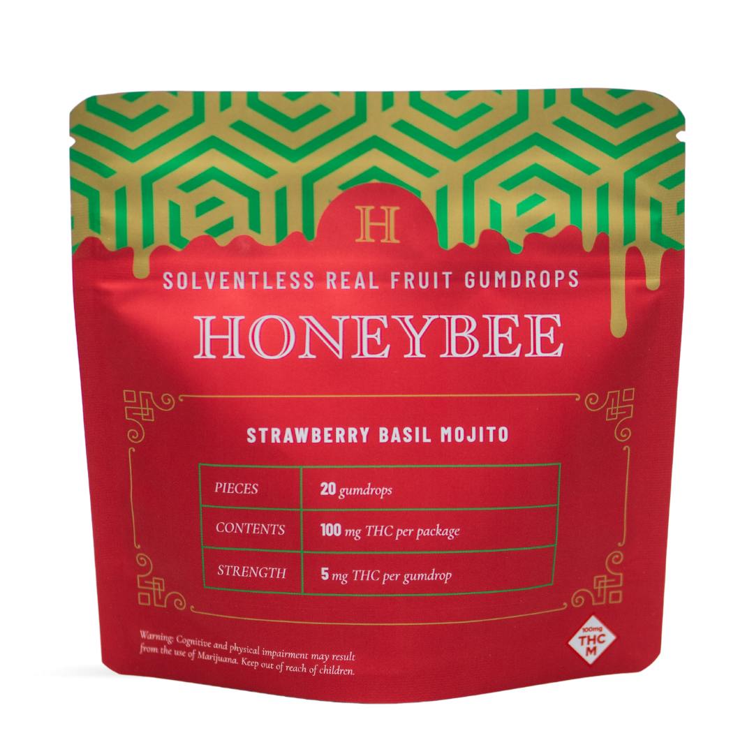 Photograph of product: Honeybee - Strawberry Basil Mojito Rosin Gumdrops (100mg)