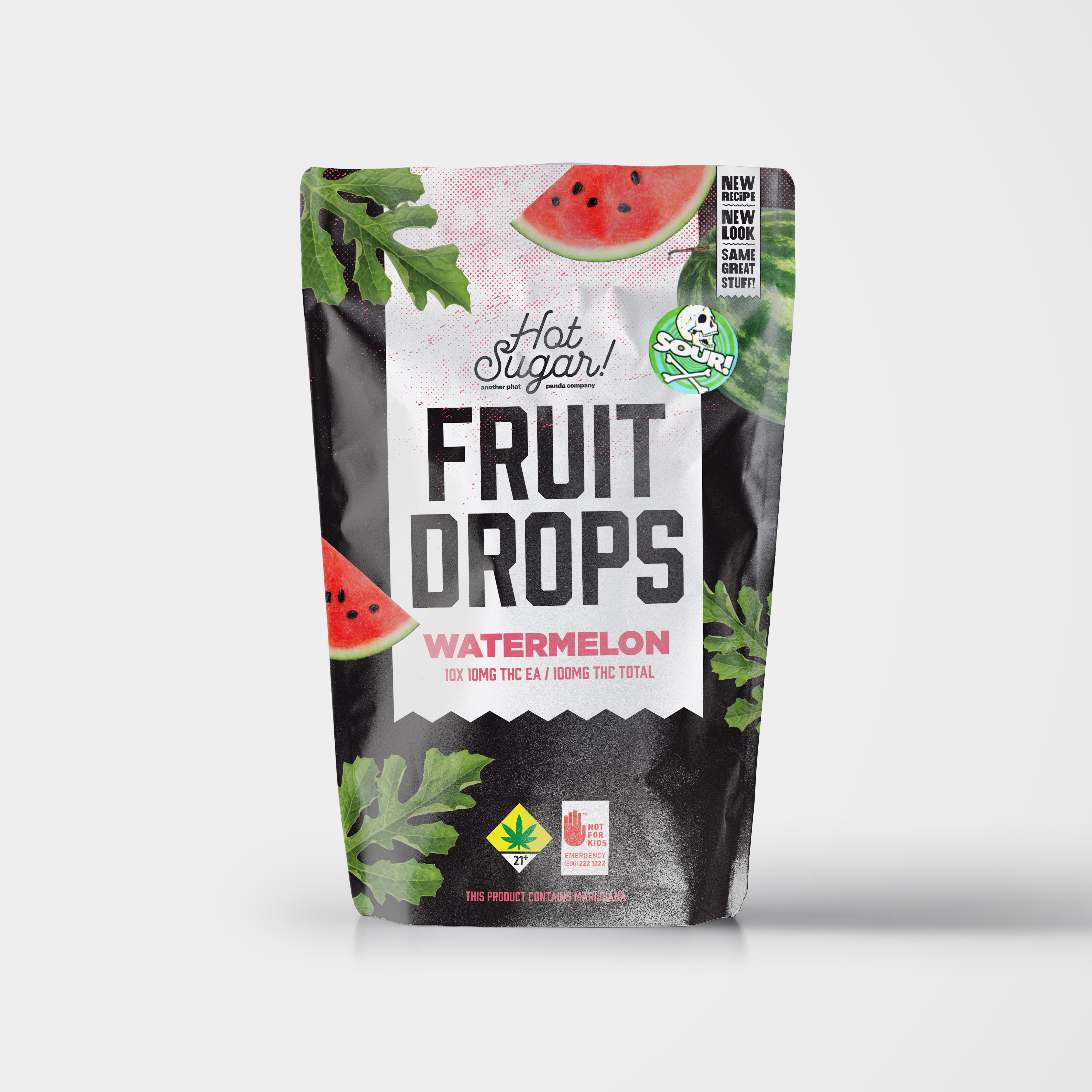 Photograph of product: Sour Watermelon Fruit Drops - SOUR | 10pk | (100mg)