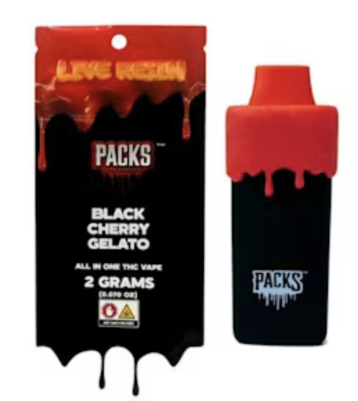 Photograph of product: PACKS | Black Cherry Gelato Live Resin Disposable Vape | 2g