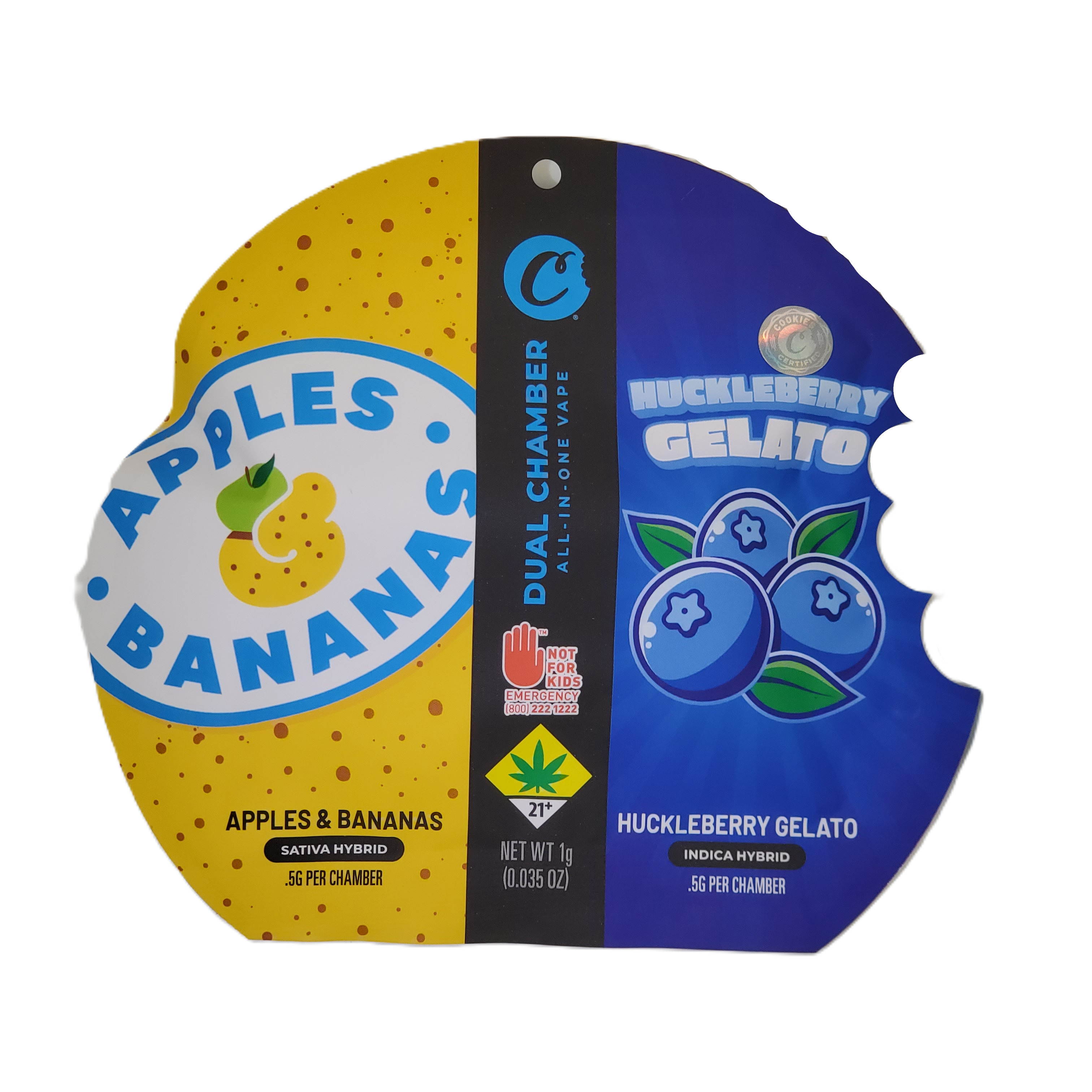 Photograph of product: Cookies VAPE Apples & Bananas x Huckleberry Gelato Dual Chamber 1g