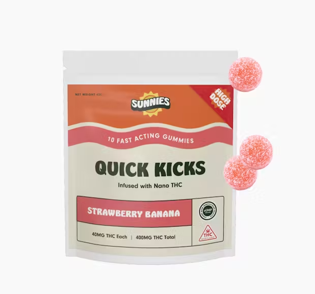 Photograph of product: Sunnies | Strawberry Banana | 40mg Nano Gummies (10pk)