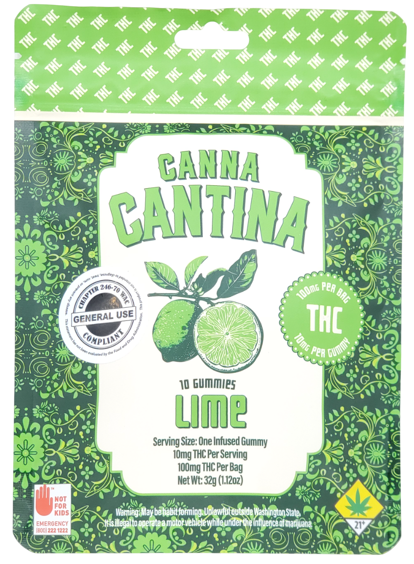 Photograph of product: Canna Cantina Gummies Lime 10pk 100mg
