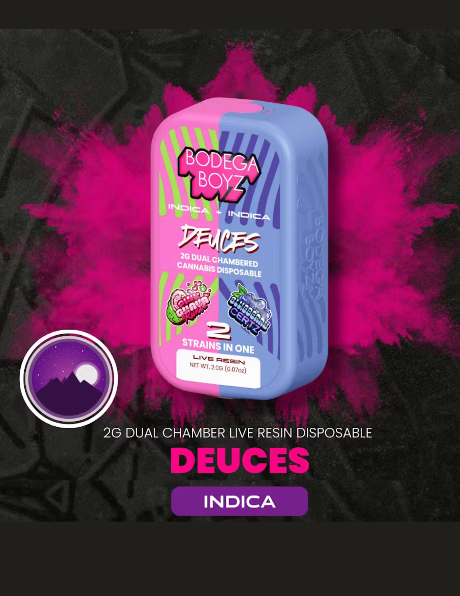 Photograph of product: Bodega Boyz | Live Resin Deuces Vape Pink Guava X Blueberry Certz