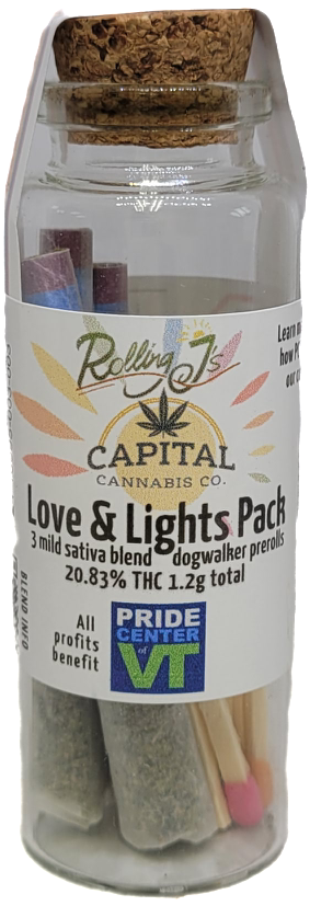 Photograph of product: Genius Farmer Pre-Roll Love & Lights 3-Pack | Rolling J's
