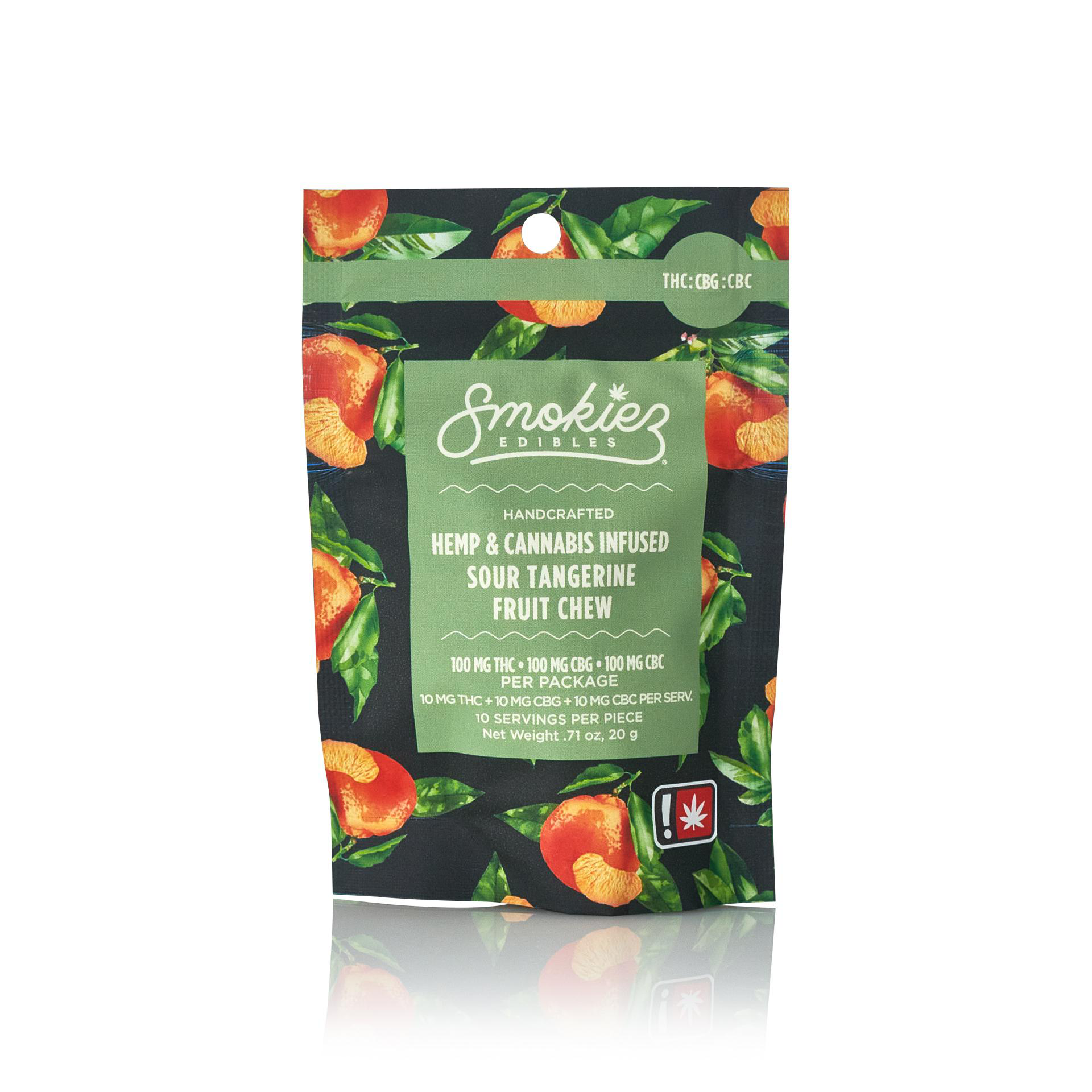 Photograph of product: Smokiez Single Gummy 1:1:1 300mg - Sour Tangerine TH-oui/CBC/CBG