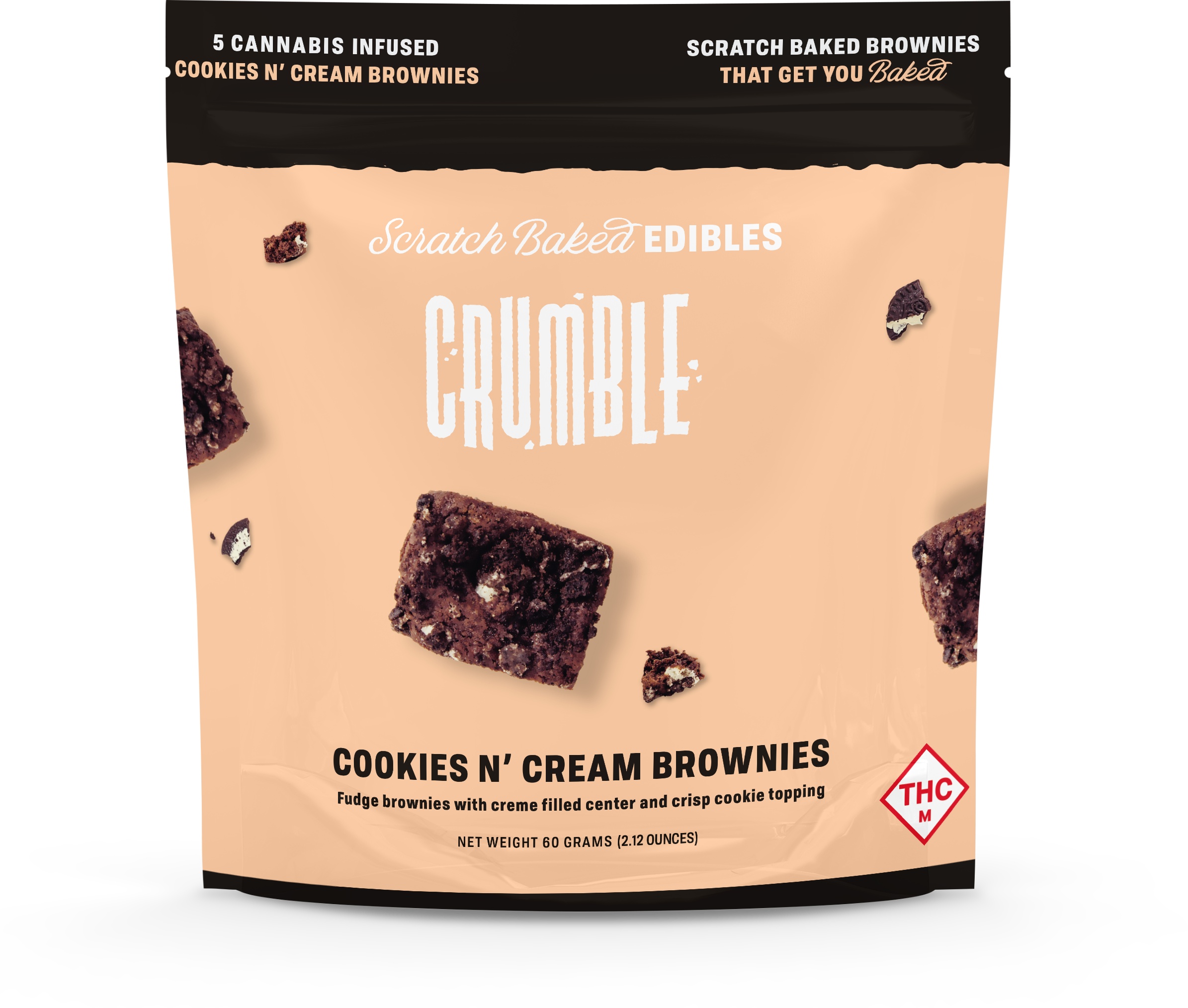 Photograph of product: Crumble - Cookies N' Cream Brownies - 100mg