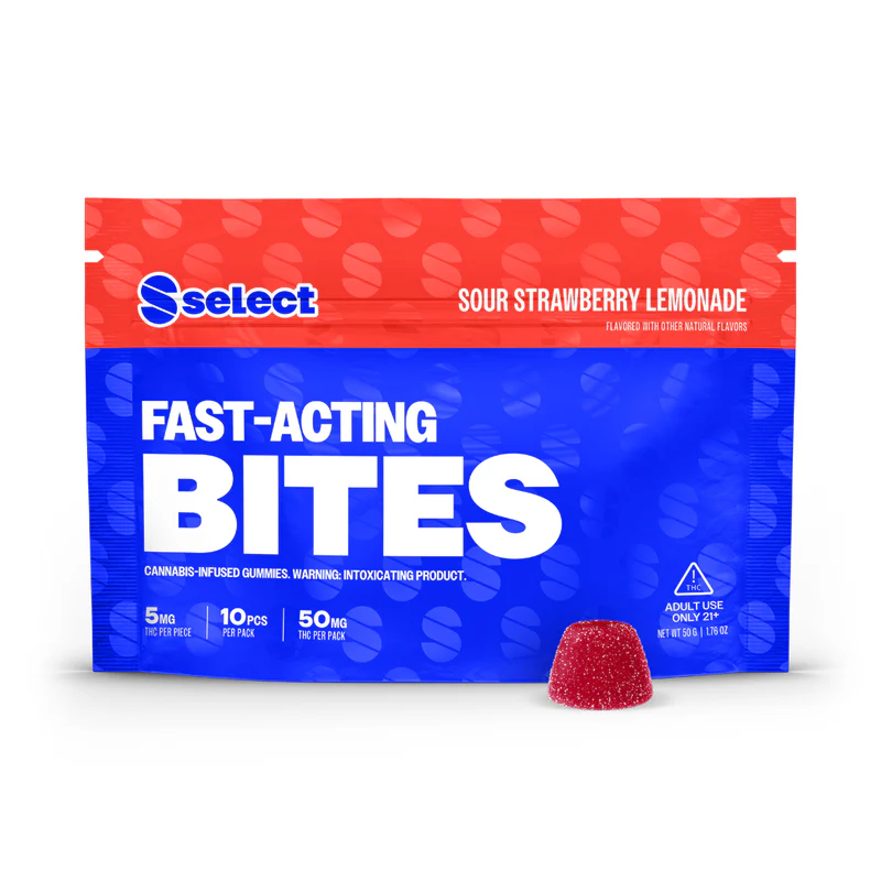 Photograph of product: Select Fast Acting Bites Sour Strawberry Lemonade 5mg TH-oui