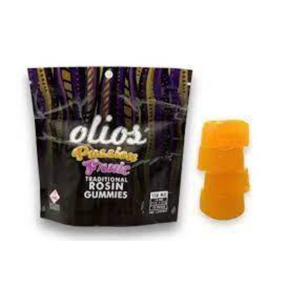Photograph of product: Olio - Passion Fruit 100mg Rosin Gummies