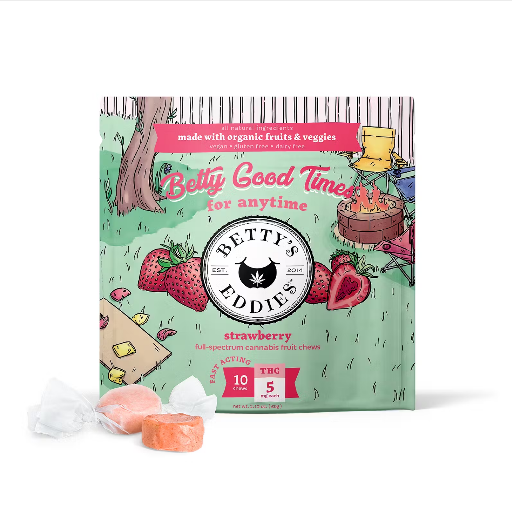 Photograph of product: Betty's Eddies | StrawBerry | Fruit Chew | 50mg