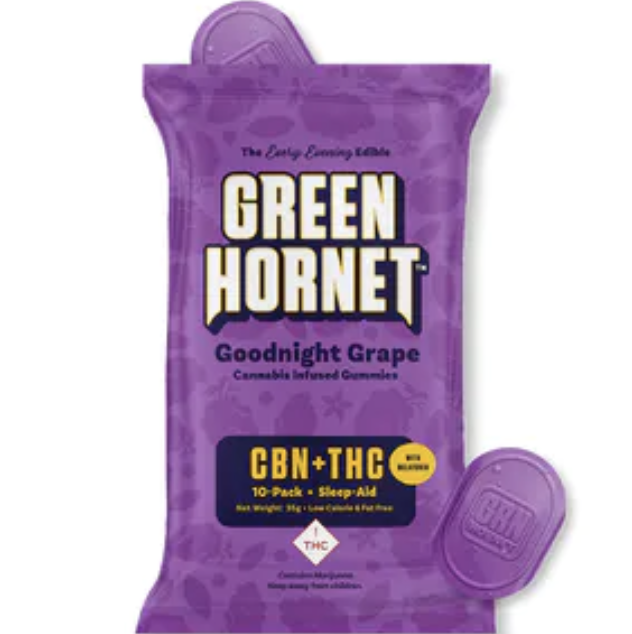 Photograph of product: Green Hornet Gummies Goodnight Grape (2:1) 100mg