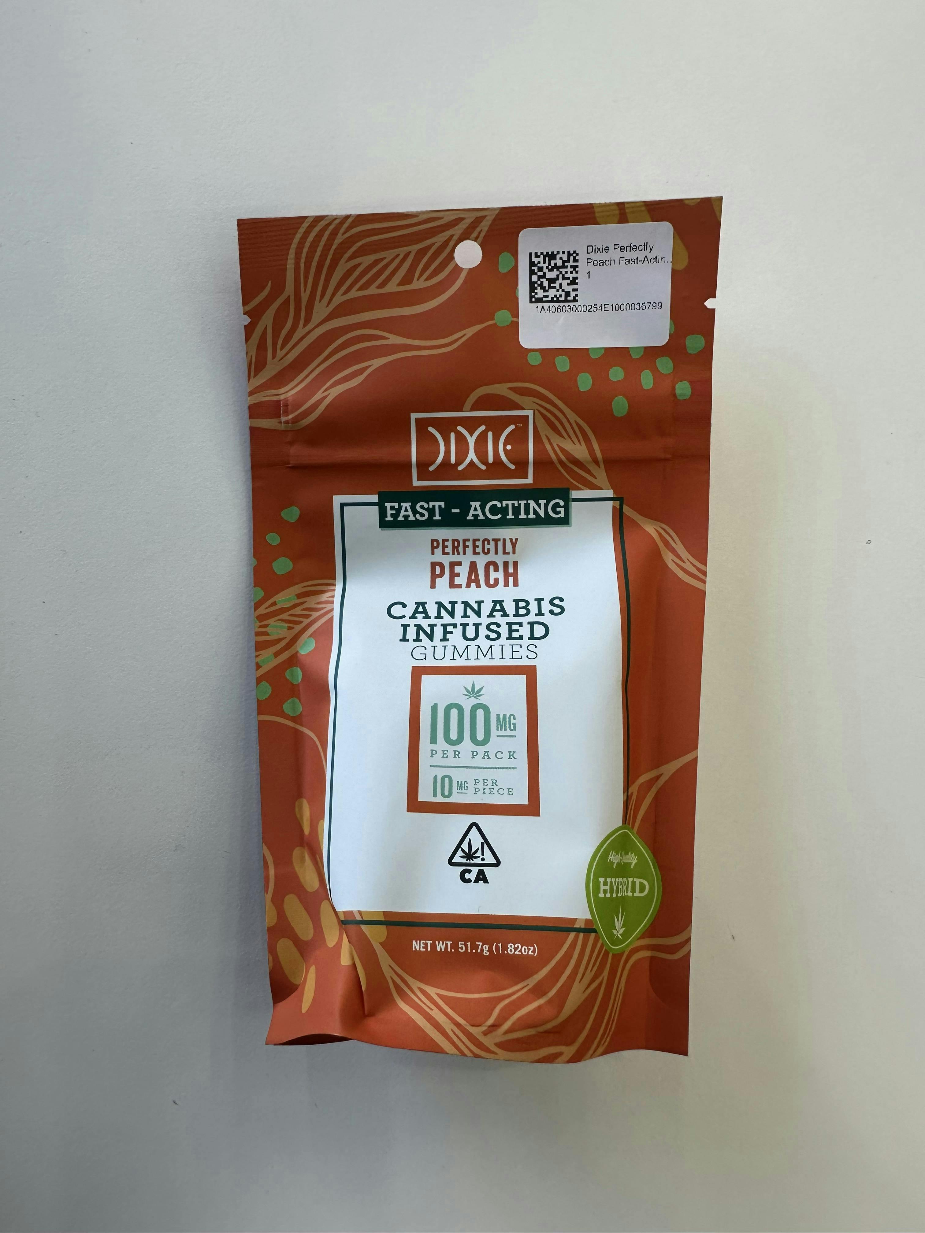 Photograph of product: Dixie - Dixie Perfectly Peach Fast-Acting Gummies (12)