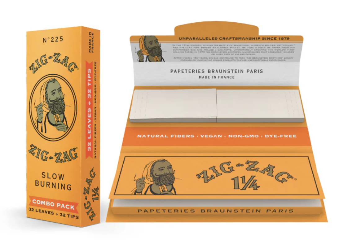 Photograph of product: Zig Zag Slow Burning 1 1/4 Papers + Tips