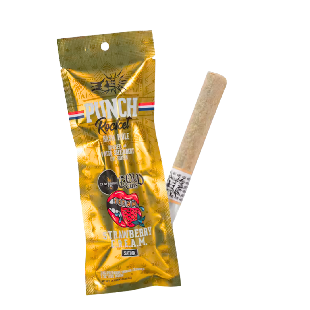 Photograph of product: STRAWBERRY C.R.E.A.M. X FATSO SHERBERT LIVE ROSIN INFUSED PREROLL