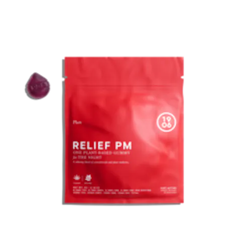 Photograph of product: 1906 - Relief PM Gummy Plum - 25mg